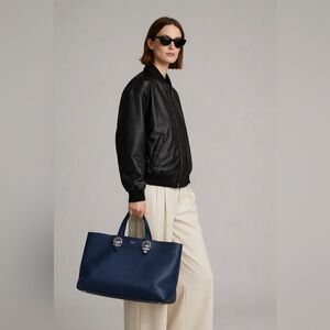 Jimmy Choo Blue  Leather Tote Bag